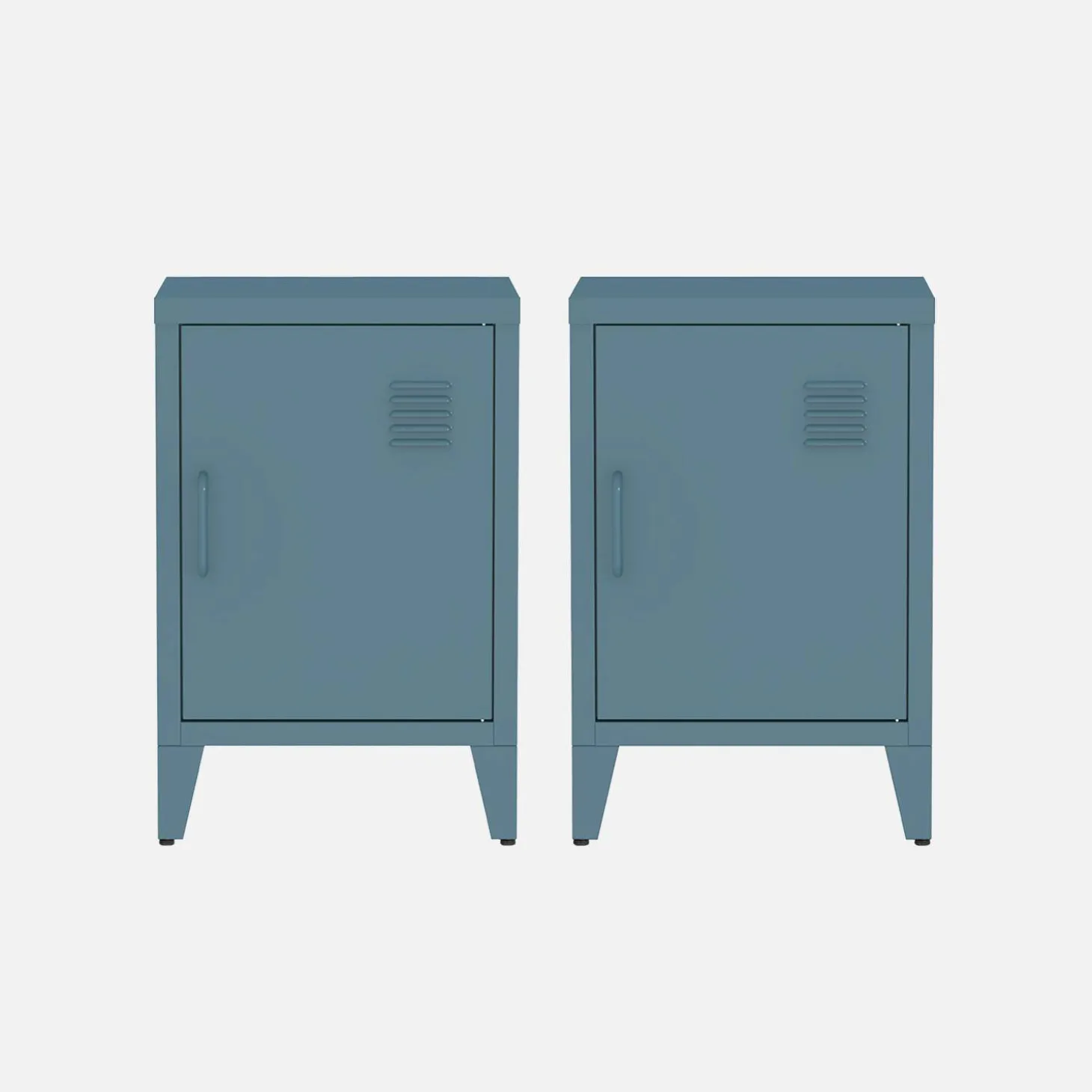 Set of 2 industrial bedside tables, 1 door