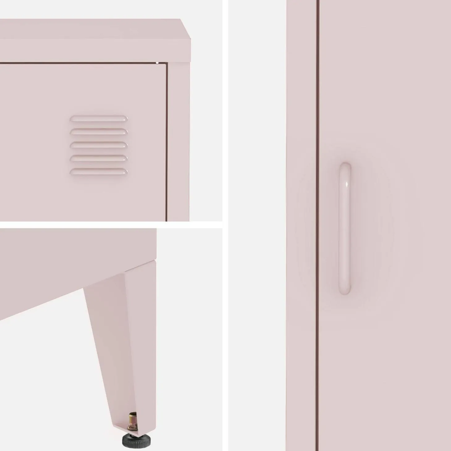 Set of 2 industrial bedside tables, 1 door