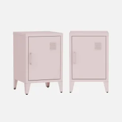 Set of 2 industrial bedside tables, 1 door