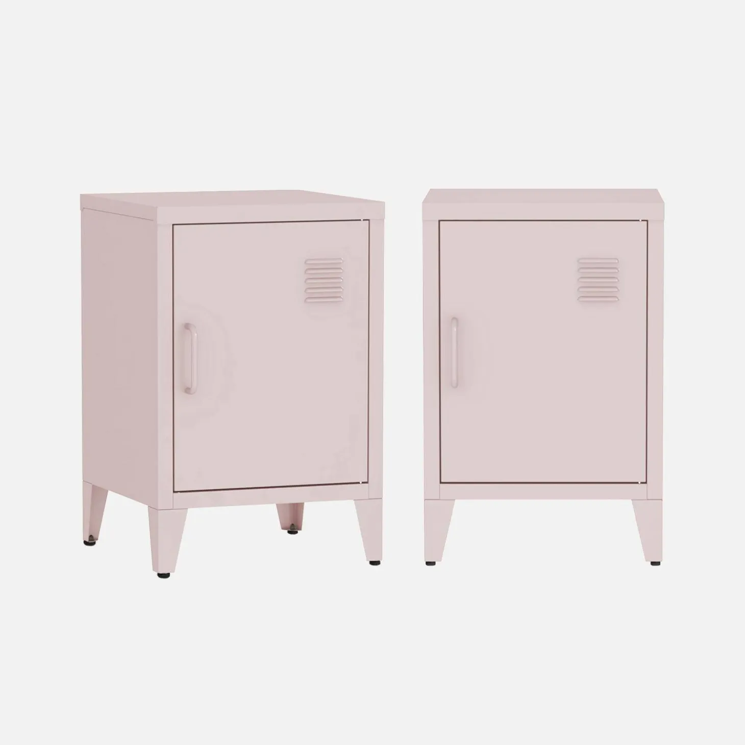 Set of 2 industrial bedside tables, 1 door