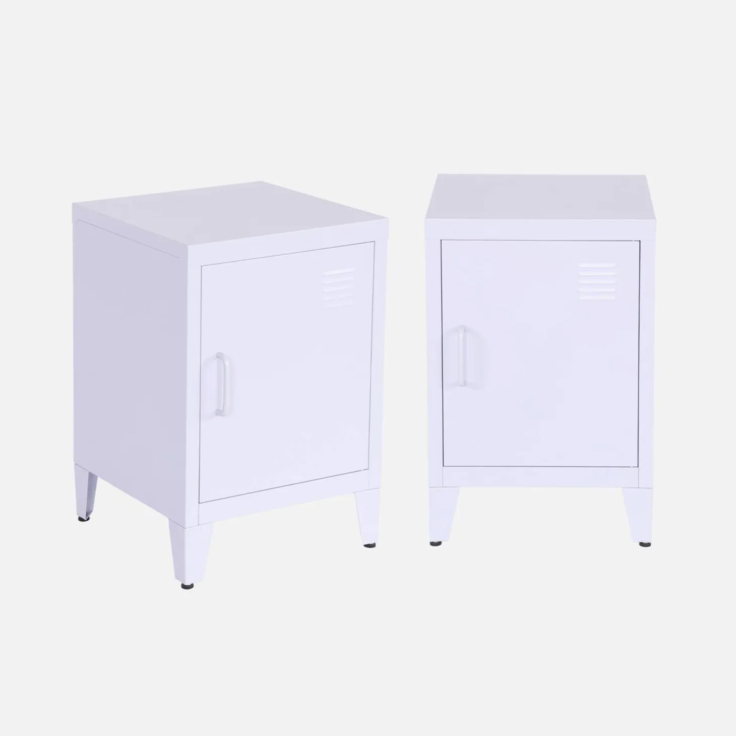 Set of 2 industrial bedside tables, 1 door