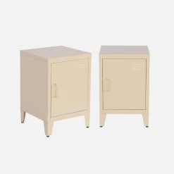 Set of 2 industrial bedside tables, 1 door