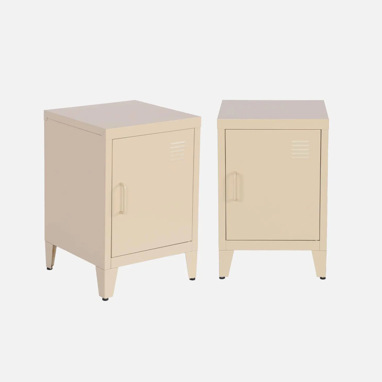 Set of 2 industrial bedside tables, 1 door