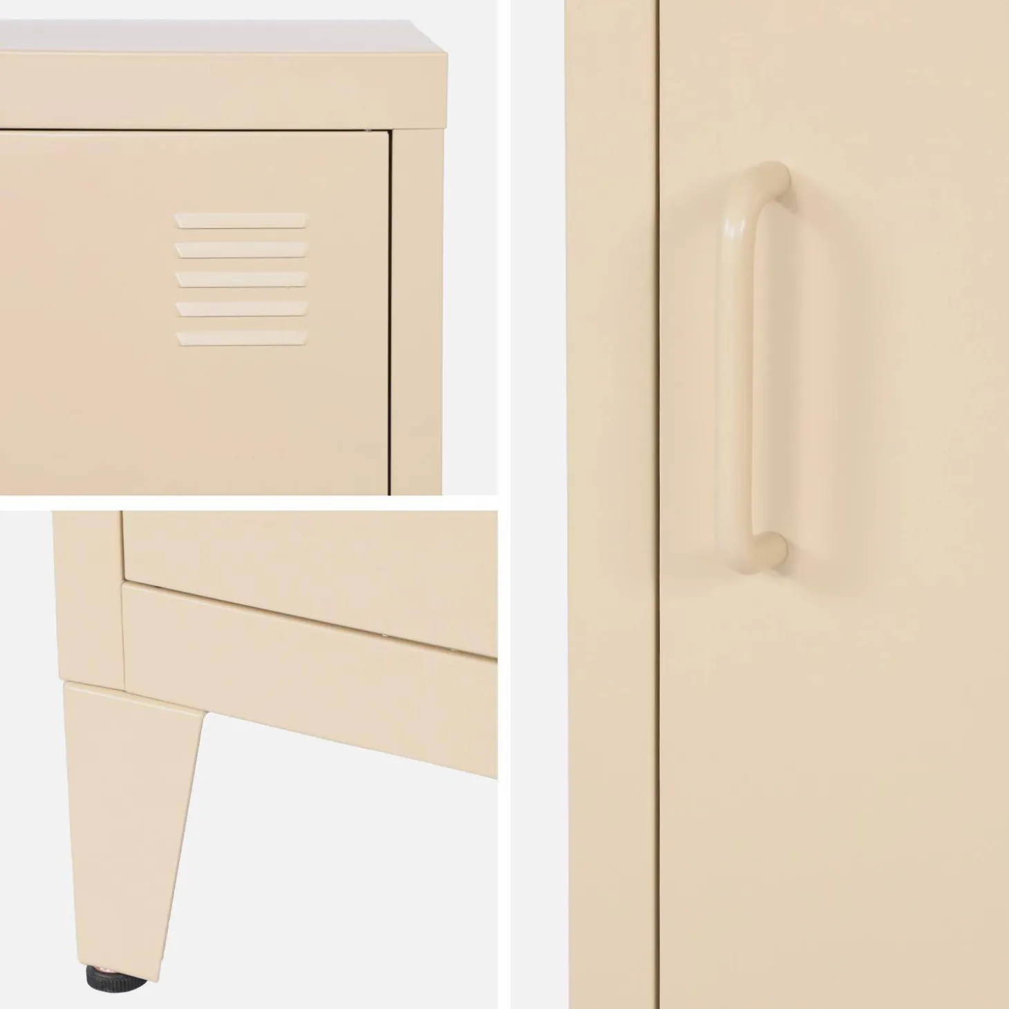 Set of 2 industrial bedside tables, 1 door