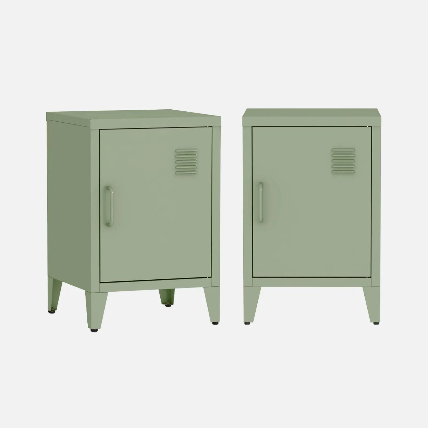 Set of 2 industrial bedside tables, 1 door