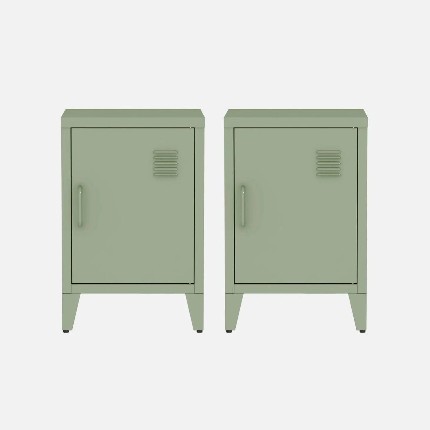 Set of 2 industrial bedside tables, 1 door