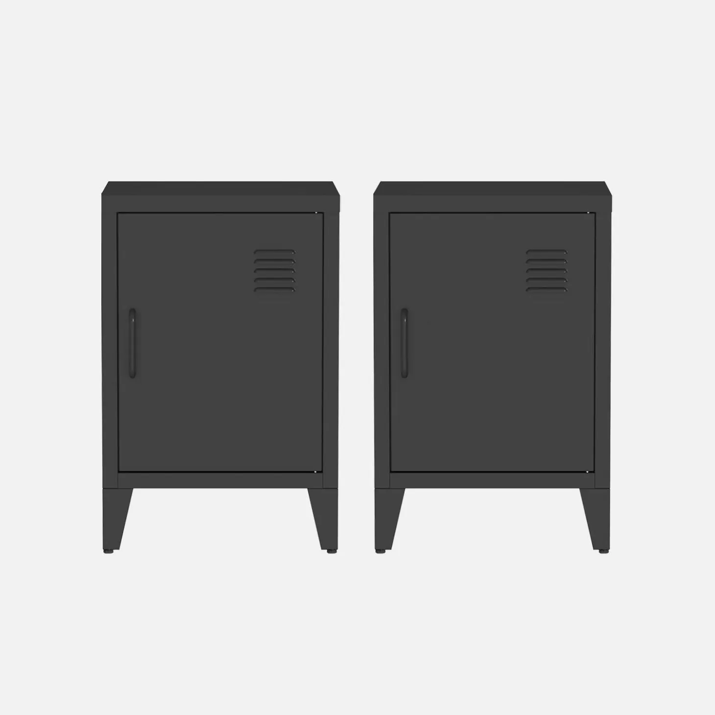 Set of 2 industrial bedside tables, 1 door