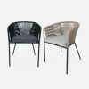 Set of 4 metal and rope garden chairs