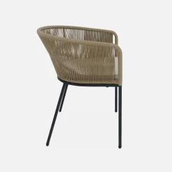 Set of 4 metal and rope garden chairs