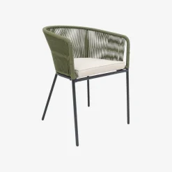 Set of 4 metal and rope garden chairs