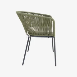 Set of 4 metal and rope garden chairs