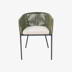 Set of 4 metal and rope garden chairs