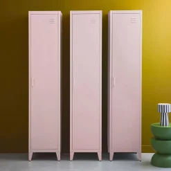 Set of 3 metal cabinets/lockers with 4 storage compartments, industrial-style