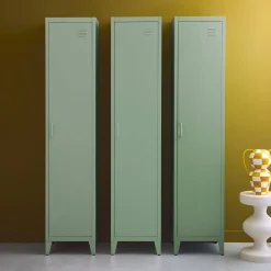 Set of 3 metal cabinets/lockers with 4 storage compartments, industrial-style