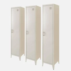 Set of 3 metal cabinets/lockers with 4 storage compartments, industrial-style