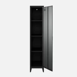 Set of 3 metal cabinets/lockers with 4 storage compartments, industrial-style