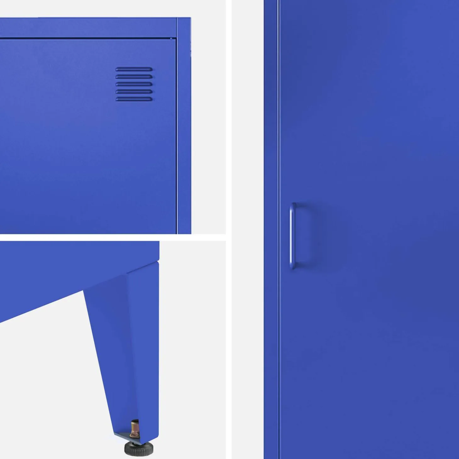 Set of 3 metal cabinets/lockers with 4 storage compartments, industrial-style