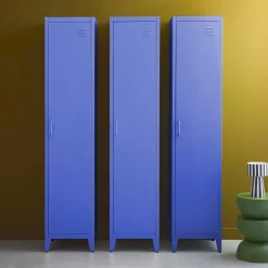 Set of 3 metal cabinets/lockers with 4 storage compartments, industrial-style