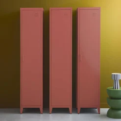 Set of 3 metal cabinets/lockers with 4 storage compartments, industrial-style