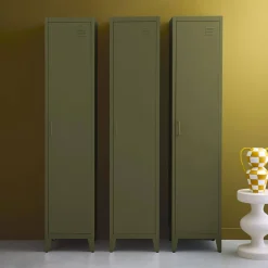 Set of 3 metal cabinets/lockers with 4 storage compartments, industrial-style