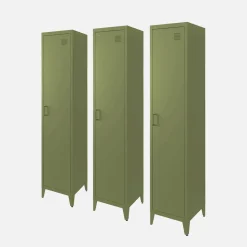 Set of 3 metal cabinets/lockers with 4 storage compartments, industrial-style