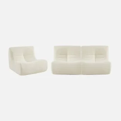 Set of 3 modular armchairs in boucle fabric