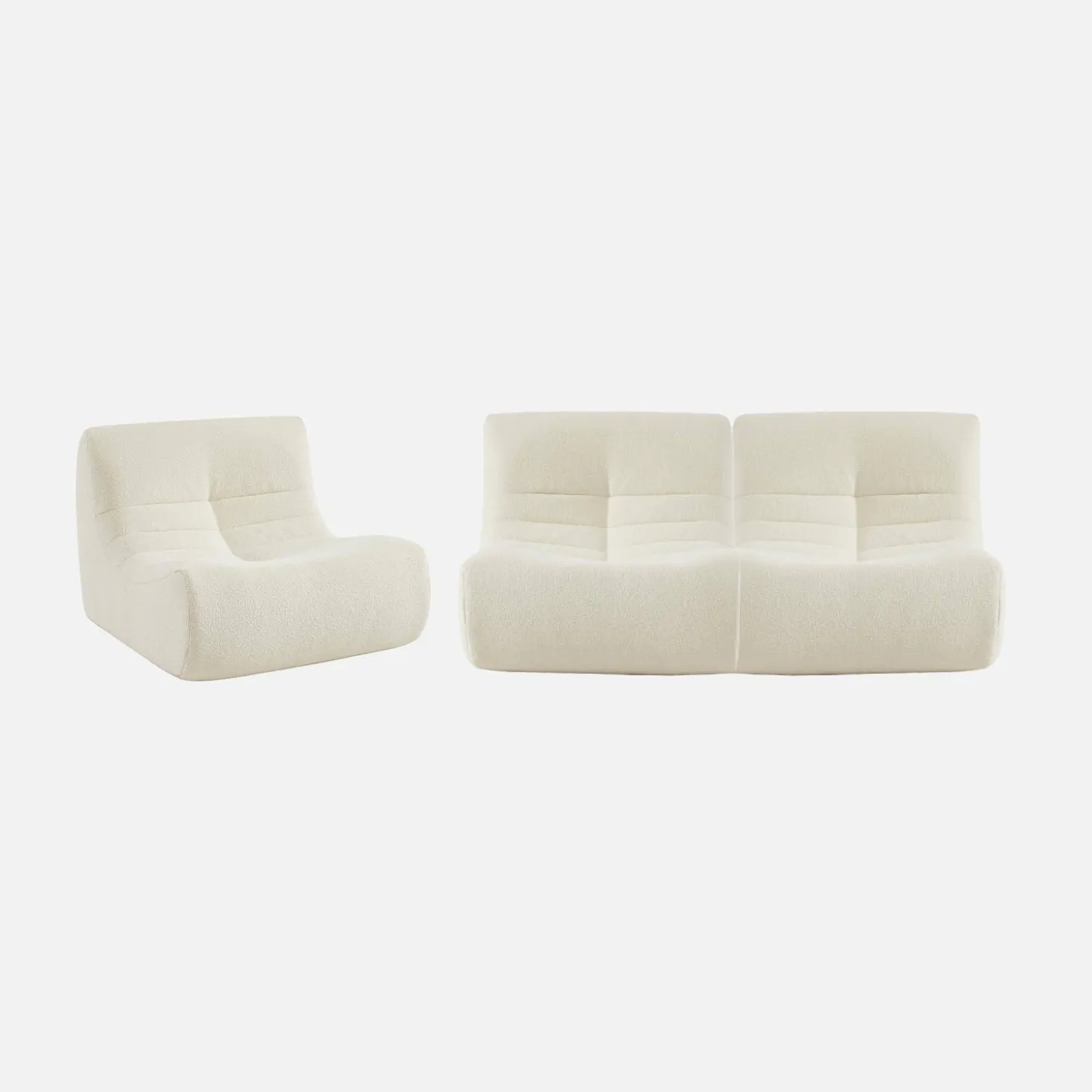 Set of 3 modular armchairs in boucle fabric