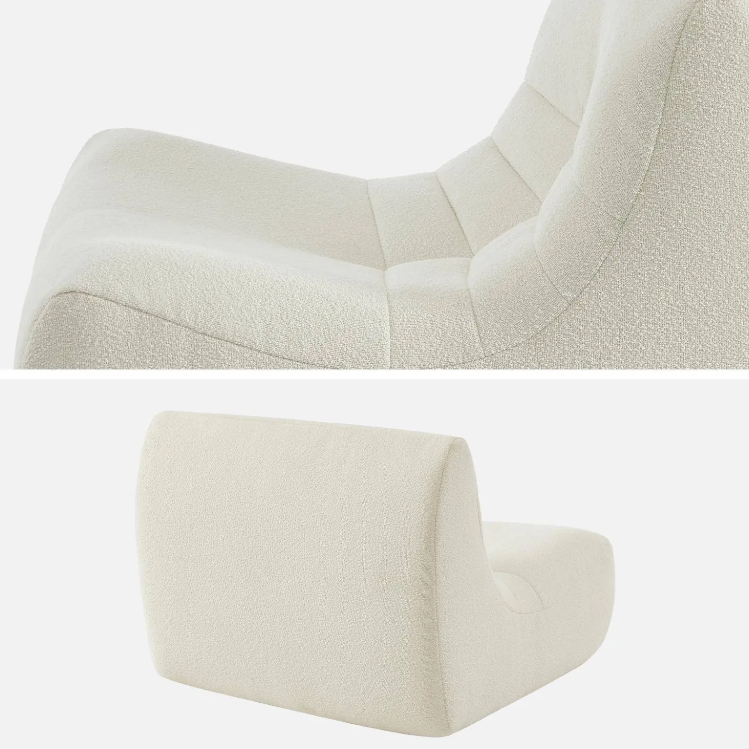 Set of 3 modular armchairs in boucle fabric