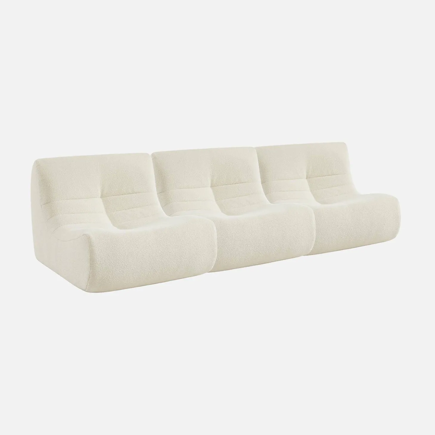 Set of 3 modular armchairs in boucle fabric