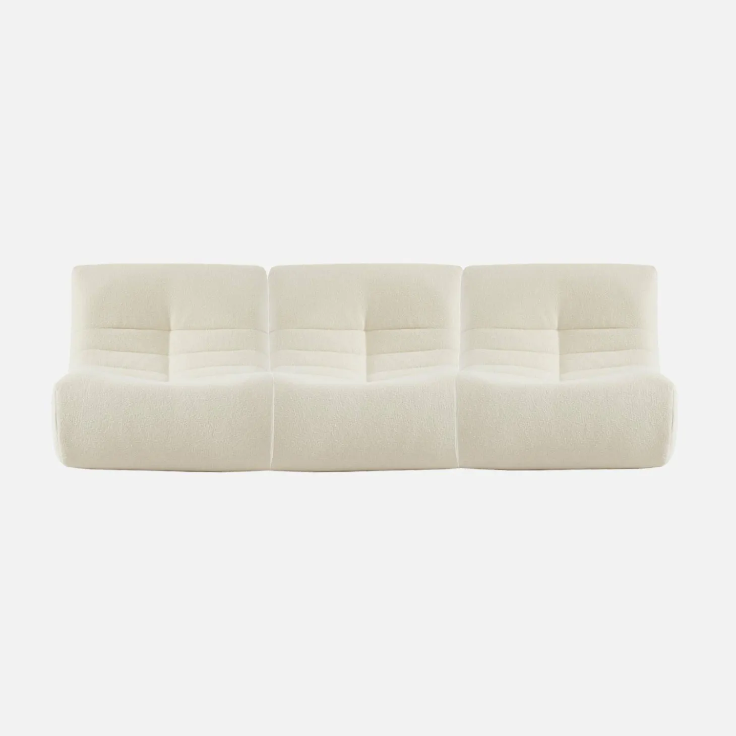 Set of 3 modular armchairs in boucle fabric