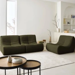 Set of 3 modular armchairs in boucle fabric