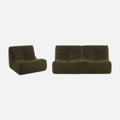 Set of 3 modular armchairs in boucle fabric