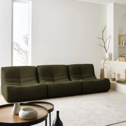 Set of 3 modular armchairs in boucle fabric
