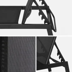 Set of 2 multi-position deckchairs, textilene and steel