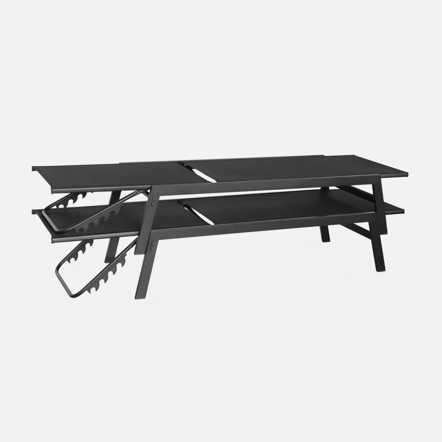 Set of 2 multi-position deckchairs, textilene and steel