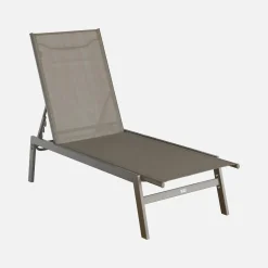 Set of 2 multi-position deckchairs, textilene and steel