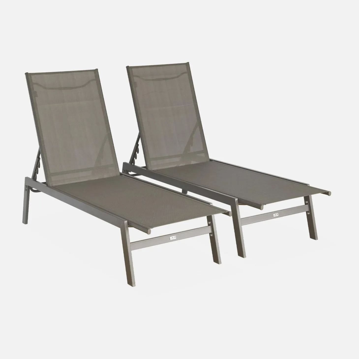 Set of 2 multi-position deckchairs, textilene and steel