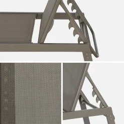 Set of 2 multi-position deckchairs, textilene and steel