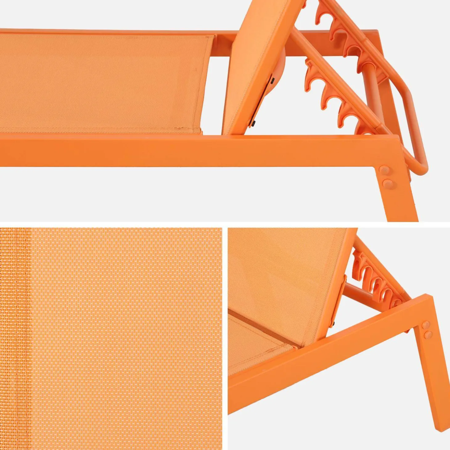 Set of 2 multi-position deckchairs, textilene and steel