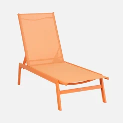 Set of 2 multi-position deckchairs, textilene and steel