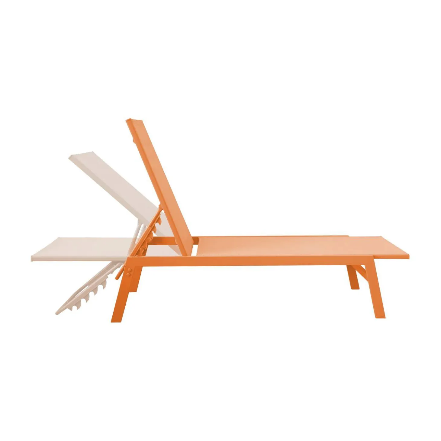 Set of 2 multi-position deckchairs, textilene and steel