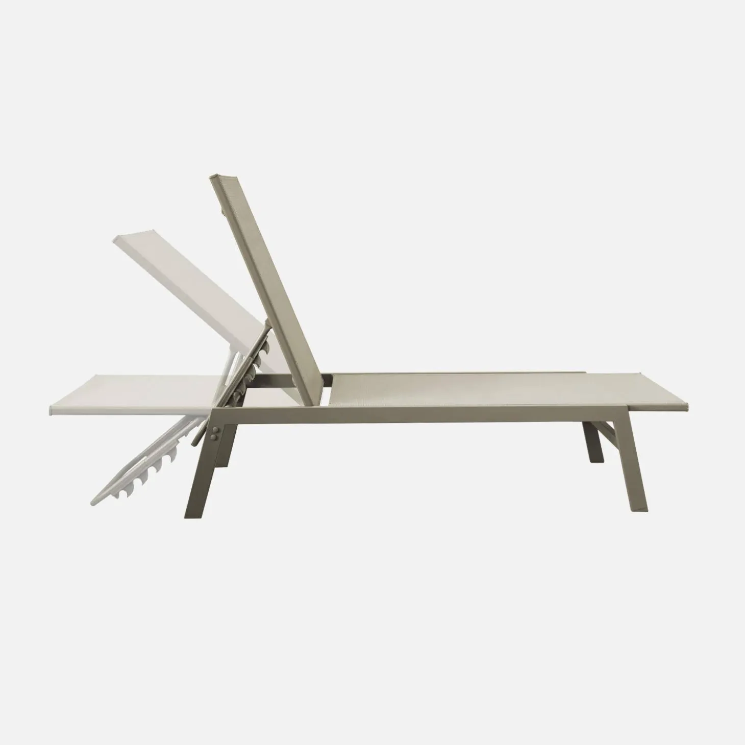 Set of 2 multi-position deckchairs, textilene and steel