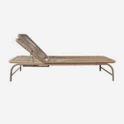 Set of 2 multi-position sun loungers steel and rope