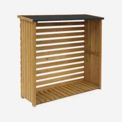 Set of 2 natural fir wood log racks