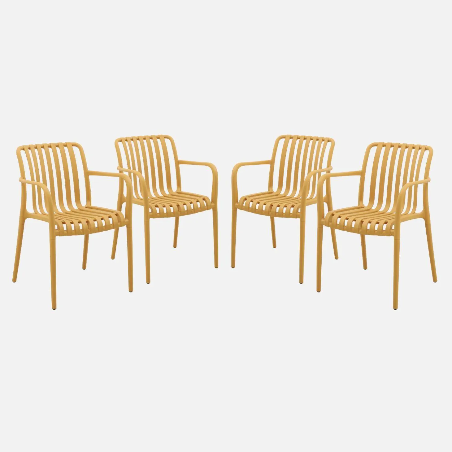 Set of 4 plastic garden armchairs