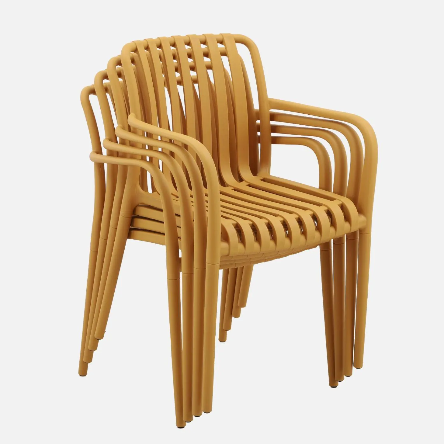 Set of 4 plastic garden armchairs