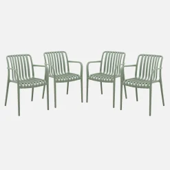 Set of 4 plastic garden armchairs