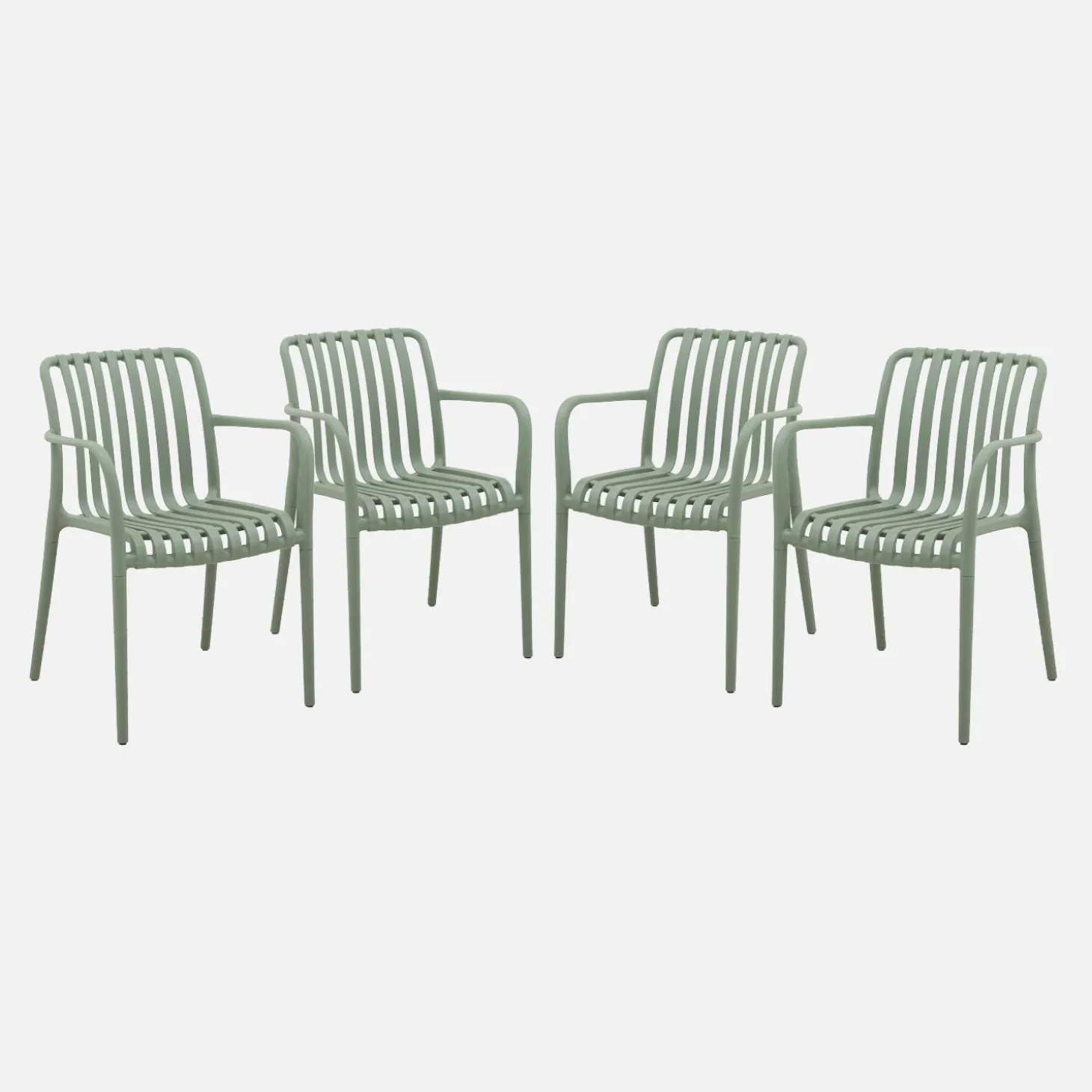 Set of 4 plastic garden armchairs