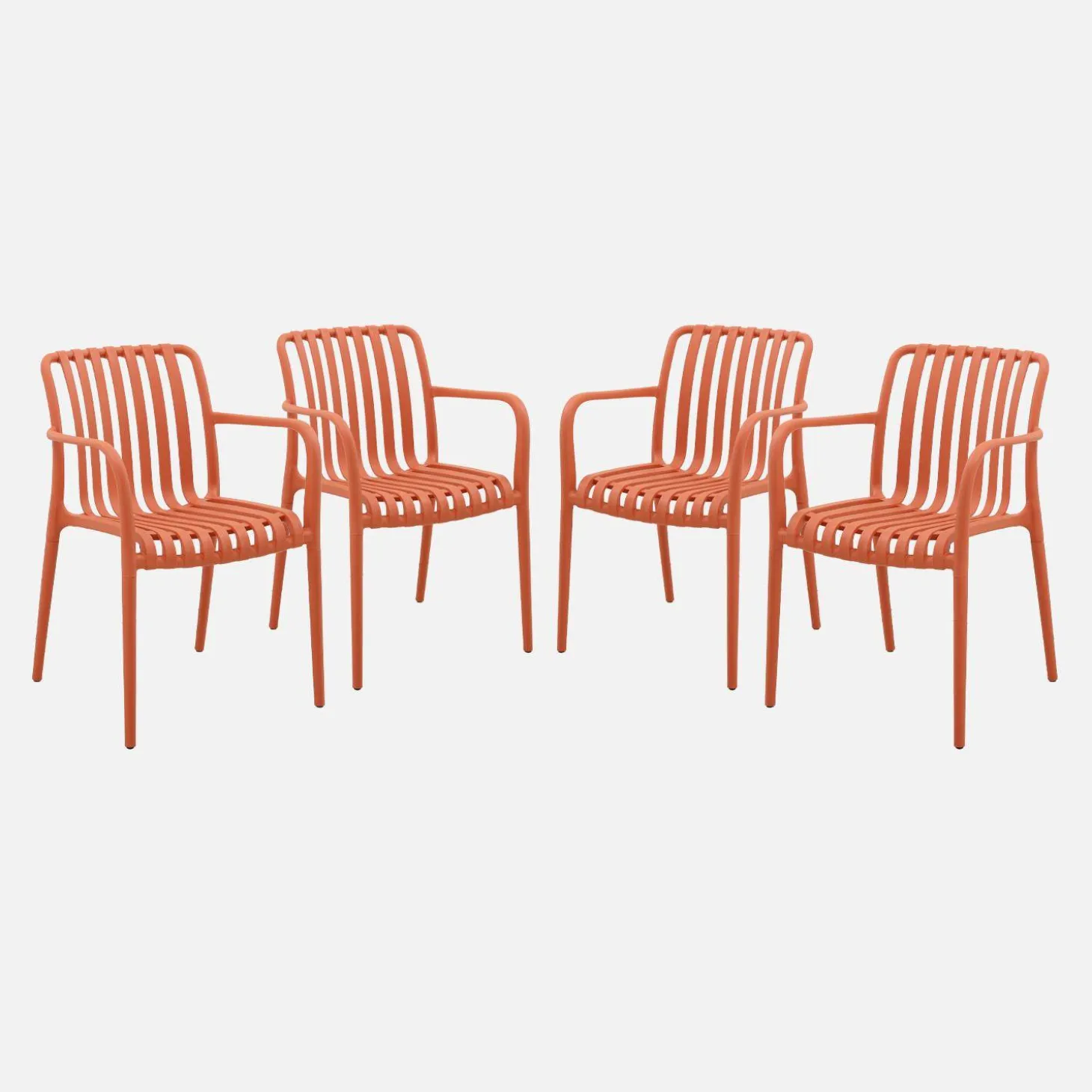 Set of 4 plastic garden armchairs
