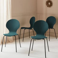 Set of 4 retro wooden stacking chairs